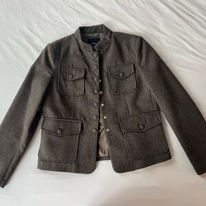 Mango Plaid Wool Cropped Jacket